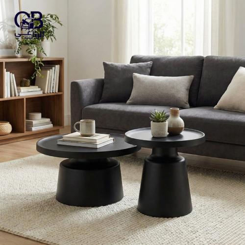 طقم طاولة شاي مقعدين حديد بتصميم دائري