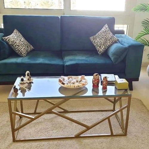 طاولة قهوة ذهبية ( 5 قطع أو 7 قطع)