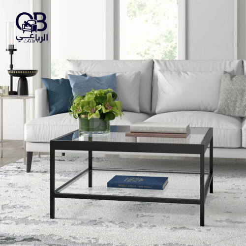 طاولة مربعة للضيافة دورين معدن وزجاج