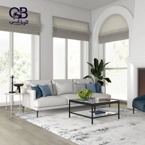 طاولة مربعة للضيافة دورين معدن وزجاج