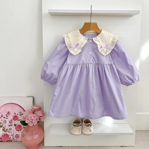 ربيع الخريف عقدة شعر للفتيات فستان 1-7 سنوات الأطف...