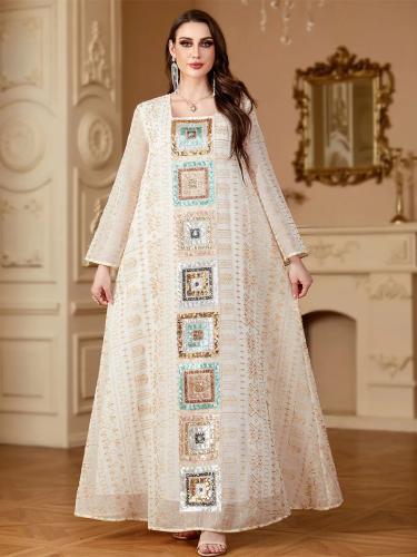 فستان عباية نسائي فضفاض مطرز لرمضان للنساء مغربي س...