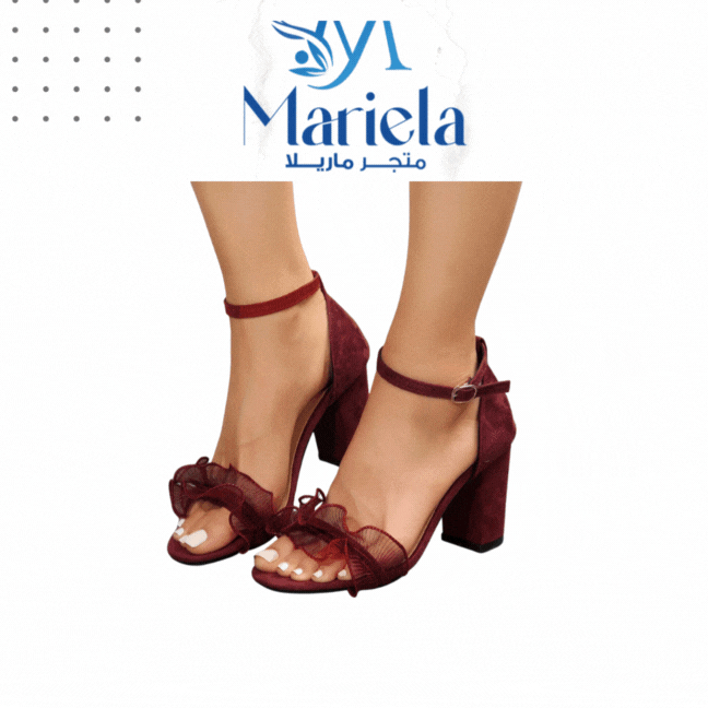 "صندل جلد مدبوغ بكعب مكتنز