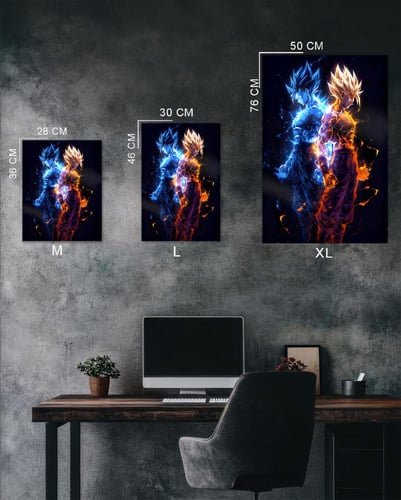 بوستر غوكو نيون ازرق و ذهبي