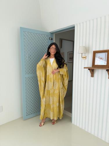 Flower silk abaya