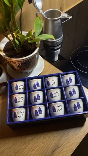 طقم فناجين ليالي رمضان - فوانيس رمضان (ازرق- درزن...