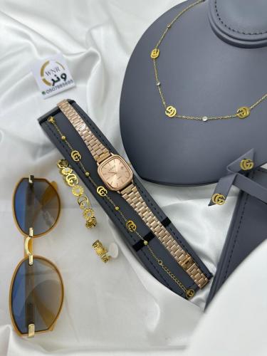 طقم ساعة كاسيو وإكسسوارات غوتشي + نظارة شمسية مجان...