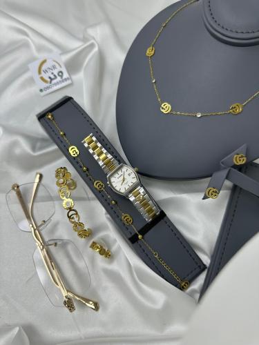 طقم ساعة كاسيو وإكسسوارات غوتشي + نظارة شمسية مجان...