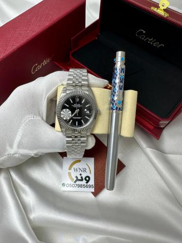 ساعة رولكس ديت جست (بطارية) + قلم كارتير مجاناً -...