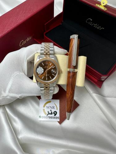 ساعة رولكس ديت جست (بطارية) + قلم كارتير مجاناً -...