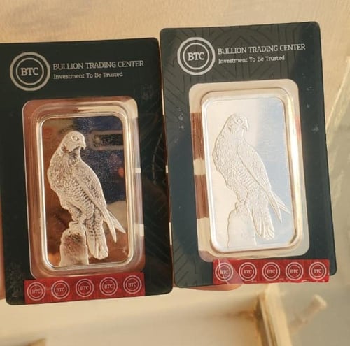 100 جرام فضة علي شكل صقر من شركة BTC