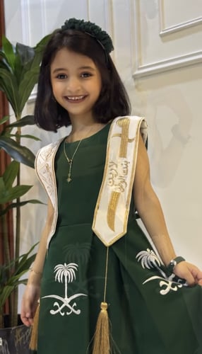 فستان اليوم الوطني مع السيف والاسم