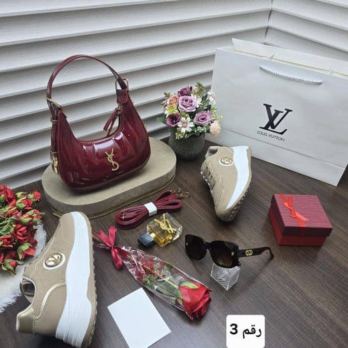 طقم شنطه نسائي ماركة لويس فيتون