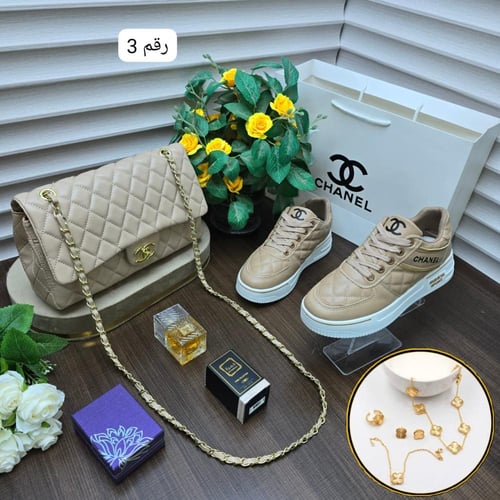 طقم شنطة شانيل مع شوز مع نظاره مع عطر
