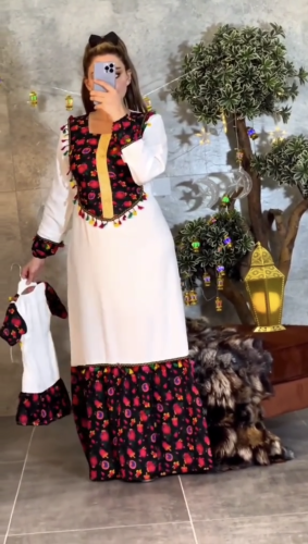 فستان شالكي نسائي وبناتي– تصميم مميز