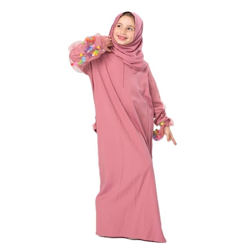 شرشف صلاة بناتي اكمام بوم بوم وردي