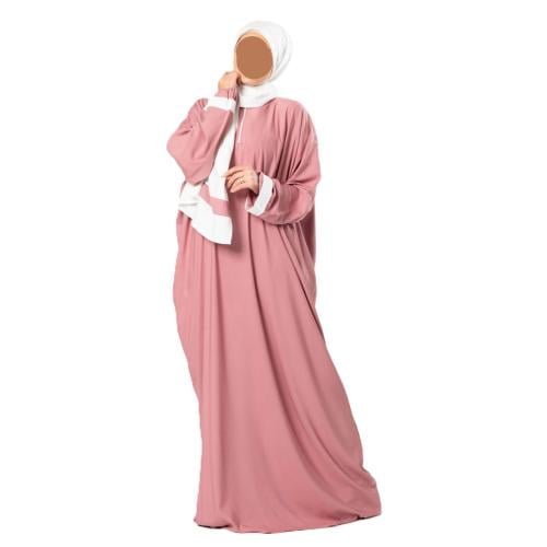 شرشف صلاة كلوش بسحاب وشريط أبيض- وردي