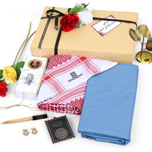 طقم رجالي راقٍ | شماغ، قماش، كبك، قلم وتعليقة سيار...