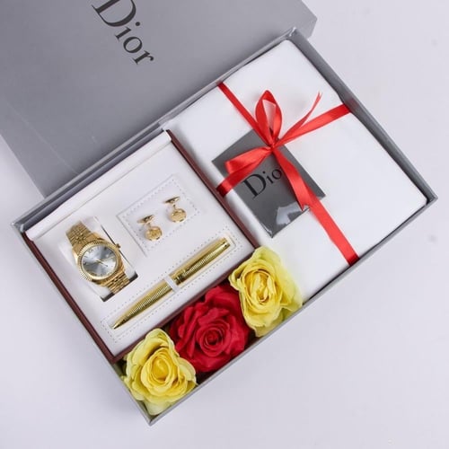 بوكس هدية رجالي عصري:، قماش، قلم،كبك وساعة | الأصي...