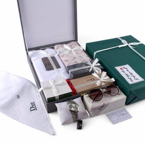 طقم هدايا رجالي فخم | شماغ قماش وساعة مميزة