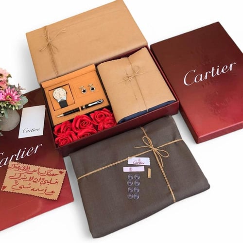 هدية راقية للرجل | بوكس فاخر مع قماش وإكسسوارات فخ...