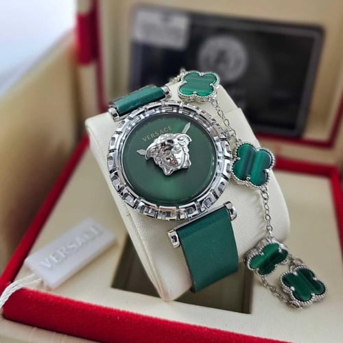 ساعات نسائية حديثة جلد ونقش أيقوني مع سوار إضافي |...