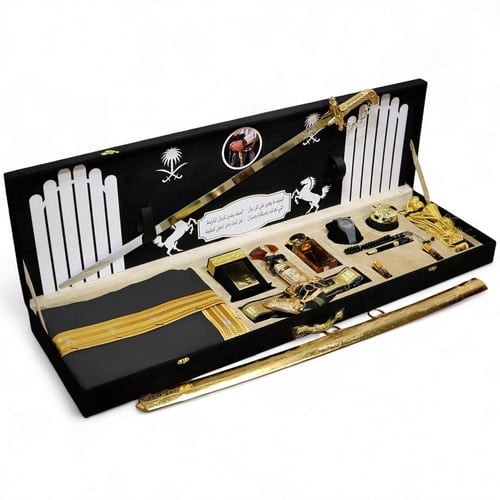 بوكس هدية ملكية فاخرة مع خنجر وسيف عربي | الأصيل ب...