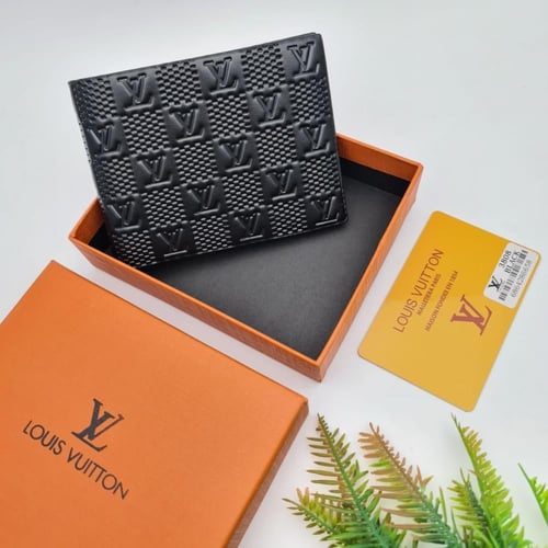 محفظة رجالية جلدية فاخرة بنقش أيقوني مكرر - لمسة ا...