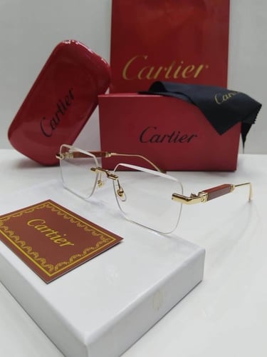 نظارة رجالية فاخرة بتصميم مستطيل بدون إطار