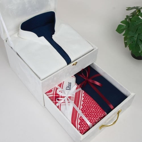 بوكس رجالي فاخر - سديري جوخ مع شماغ وقماش شتوي