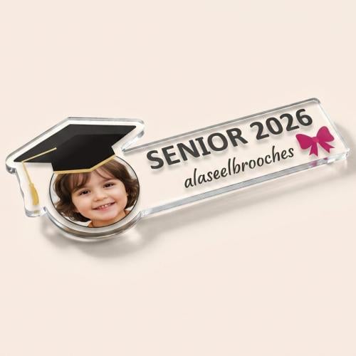 بروش تخرج شفاف أفقي مخصص بصورتك وفينوكة