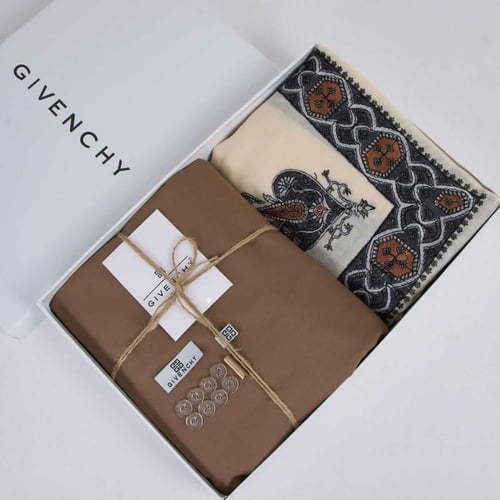 طقم رجالي شتوي فاخر - قماش كشميري وشال مطرز