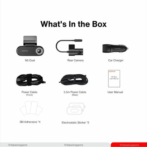 داش كام DDPAI N5 Dual كاميرا امامية وخلفية بدقة 4K