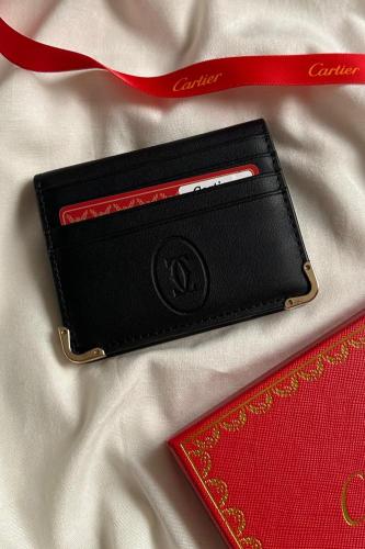 Black leather Cartier card holder