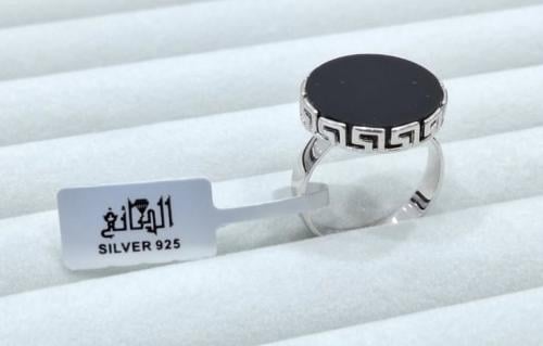 خاتم فضة 925 اسود منقش