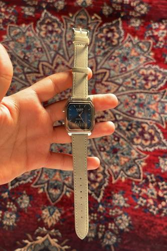 ساعة كاسيو دبل تايم"جلد"