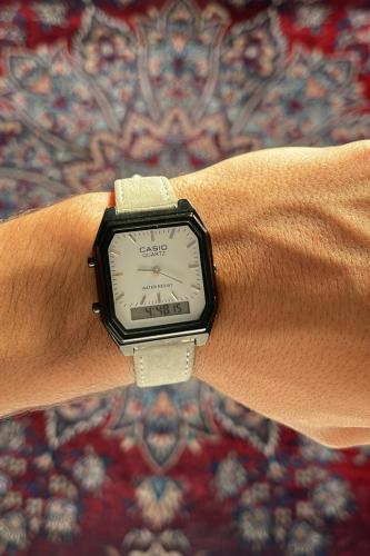 ساعة كاسيو دبل تايم"جلد"