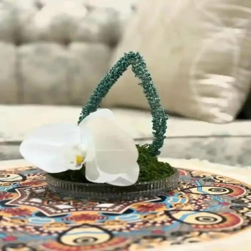 تنسيق فازة زجاج بورد الأوركيد الأبيض - لتنسيق طاول...