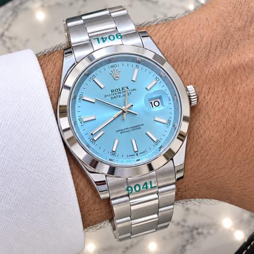 ساعة رولكس ROLEX لون سماوي