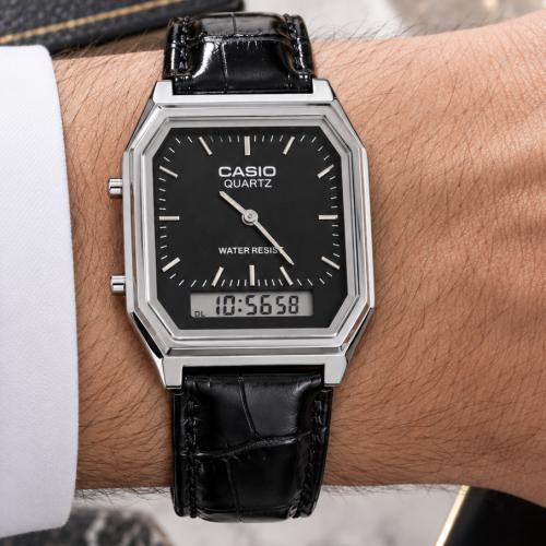 ساعة كاسيو جلد CASIO VINTAGE اسود