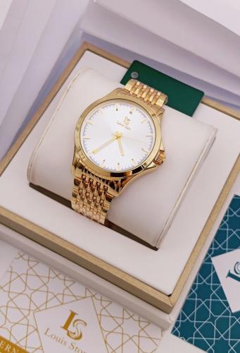 ساعة لويس ستون اللون ذهبي وداخلي ابيض