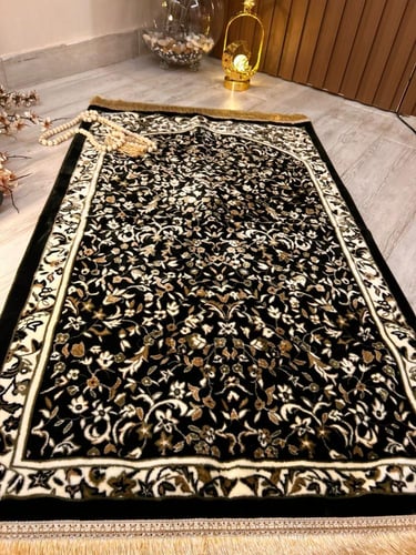 سجادة الحرم الحرير بملمس حريري وجذاب - اخضر ملكي