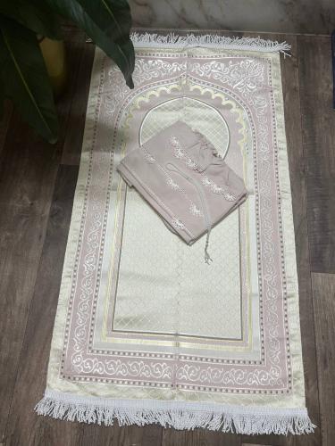 طقم سجاده تركيه وجلال صلاه قطن بارد وسبحه لول - لو...