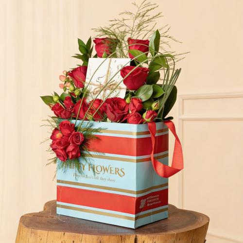 A flower bag with chocolates