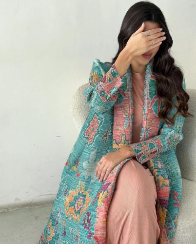 Turquoise Plissé Abaya