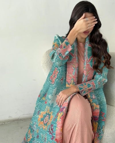 Turquoise Plissé Abaya