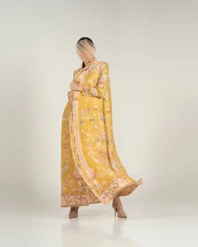 Yellow Plissé Abaya