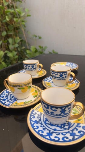 اكواب قهوه برسمة دولتشي صناعه تركيه عدد ٦ حبات