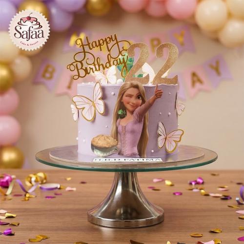 Rapunzel cake with butterflies