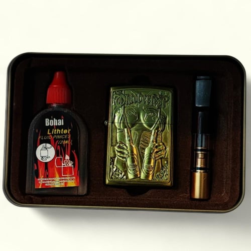 ولاعة فاخر مع زيت تعبئة وملحقات – Smoking Set Bowl...